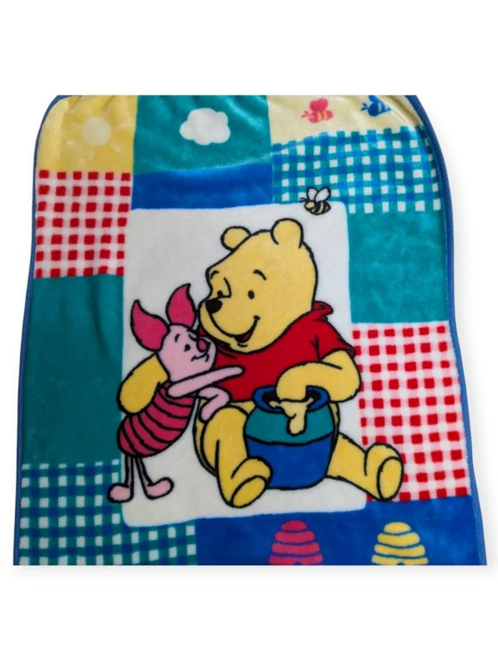 Vintage 90s Winnie the Pooh & Piglet Plush Fleece Baby Crib Blanket 42.5